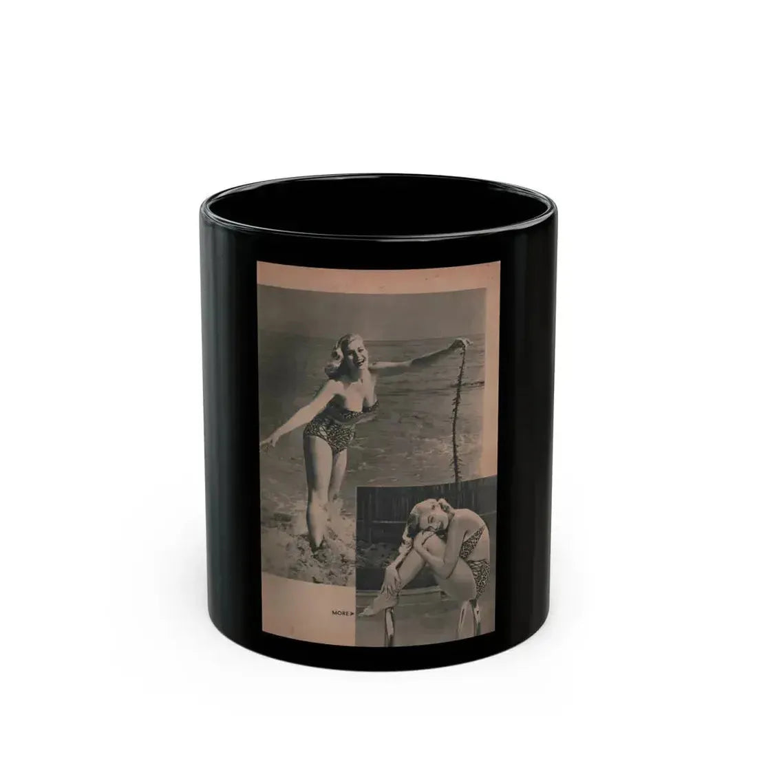 Anita Ekberg #420 - EYE Digest Mag. Jan. '54 - 1 Pages & 2 B&W Photos (Vintage Female Icon) Black Coffee Mug 11oz - Go Mug Yourself