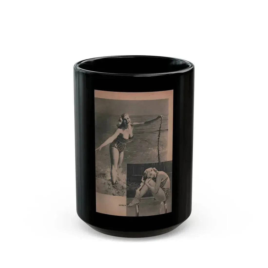 Anita Ekberg #420 - EYE Digest Mag. Jan. '54 - 1 Pages & 2 B&W Photos (Vintage Female Icon) Black Coffee Mug 15oz - Go Mug Yourself