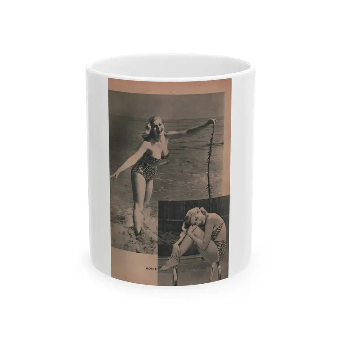 Anita Ekberg #420 - EYE Digest Mag. Jan. '54 - 1 Pages & 2 B&W Photos (Vintage Female Icon) White Coffee Mug 11oz - Go Mug Yourself