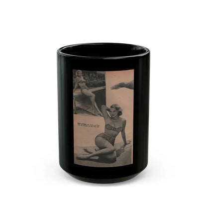 Anita Ekberg #421 - EYE Digest Mag. Jan. '54 - 1 Pages & 2 B&W Photos (Vintage Female Icon) Black Coffee Mug 15oz - Go Mug Yourself