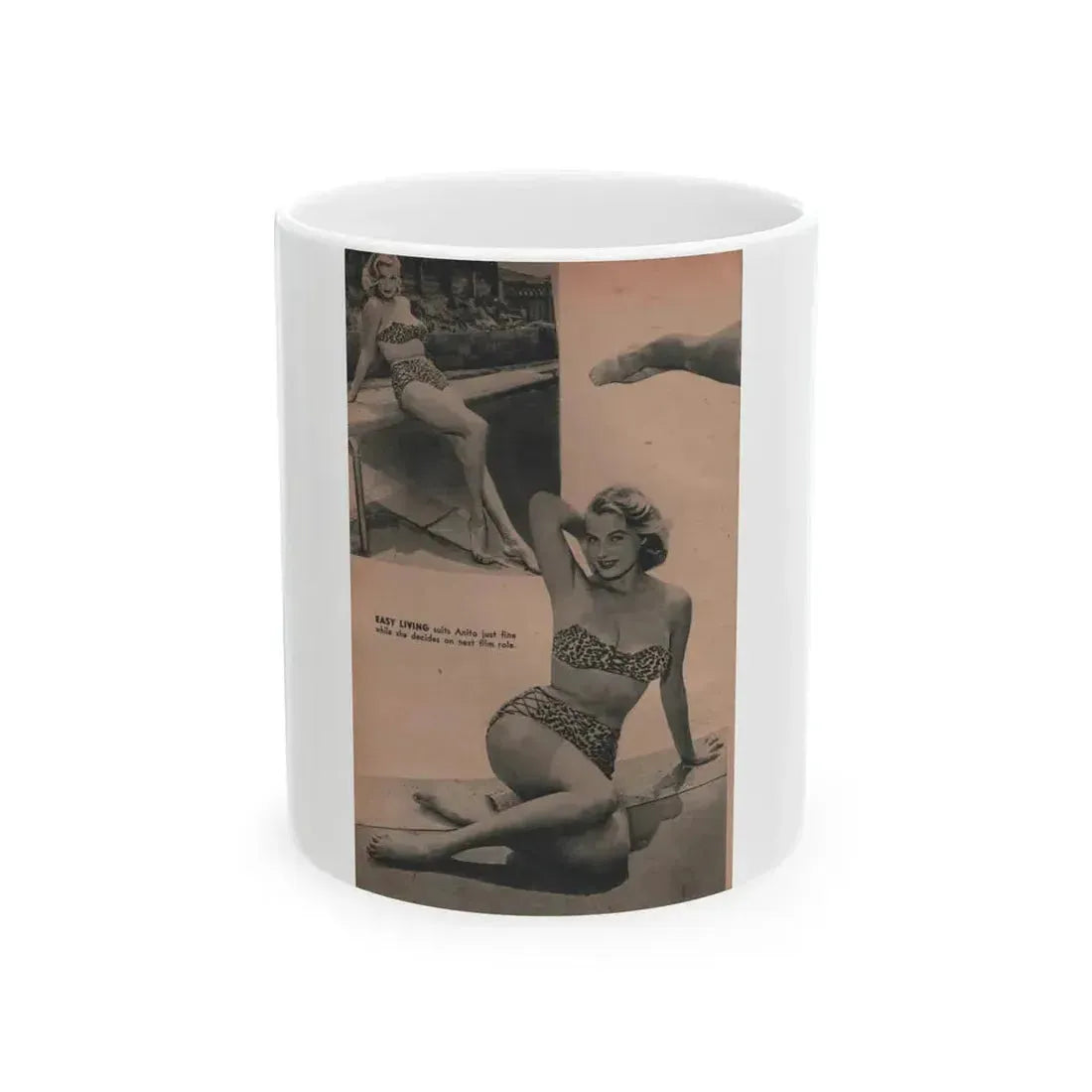 Anita Ekberg #421 - EYE Digest Mag. Jan. '54 - 1 Pages & 2 B&W Photos (Vintage Female Icon) White Coffee Mug 11oz - Go Mug Yourself