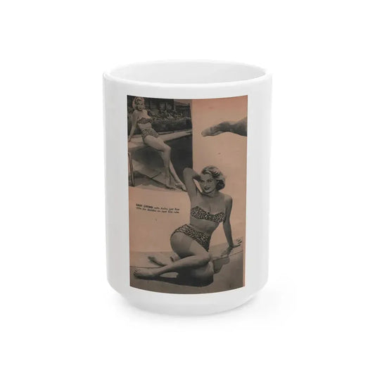 Anita Ekberg #421 - EYE Digest Mag. Jan. '54 - 1 Pages & 2 B&W Photos (Vintage Female Icon) White Coffee Mug 15oz - Go Mug Yourself