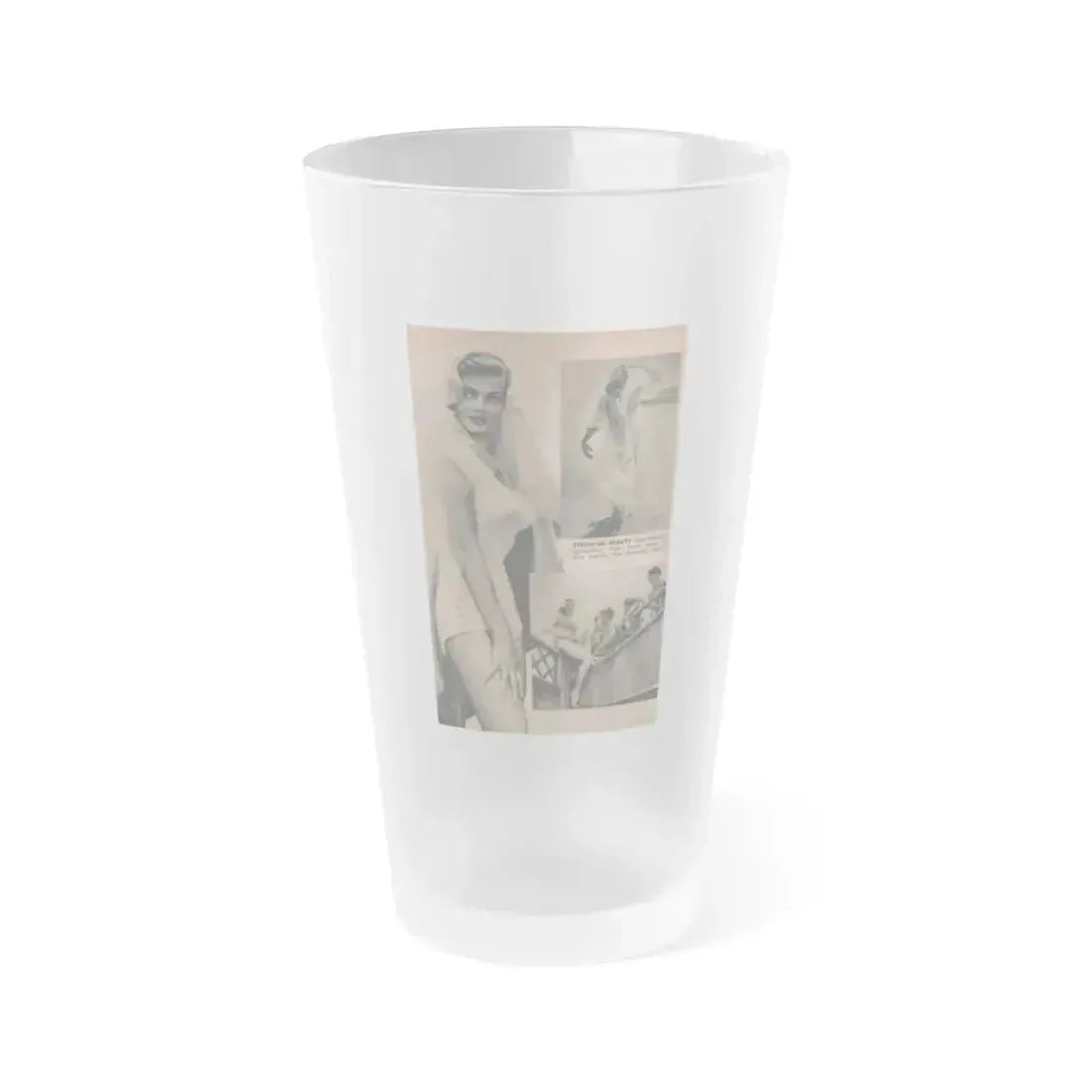 Anita Ekberg #422 - EYE Digest Mag. Jan. '54 - 1 Page, 3 B&W Pics+Caption (Vintage Female Icon) Frosted Pint Glass 16oz 16oz Frosted - Go Mug Yourself
