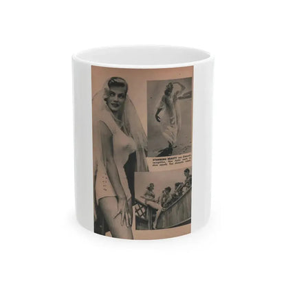 Anita Ekberg #422 - EYE Digest Mag. Jan. '54 - 1 Page, 3 B&W Pics+Caption (Vintage Female Icon) White Coffee Mug 11oz - Go Mug Yourself