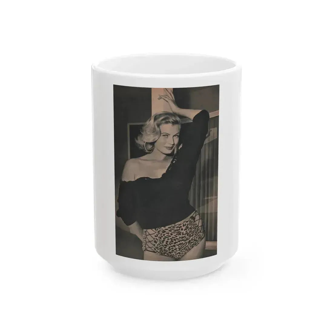 Anita Ekberg #423 - EYE Digest Mag. Jan. '54 - 1 Page & 1 B&W Photo (Vintage Female Icon) White Coffee Mug 15oz - Go Mug Yourself