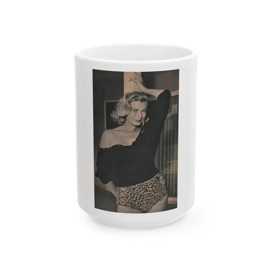 Anita Ekberg #423 - EYE Digest Mag. Jan. '54 - 1 Page & 1 B&W Photo (Vintage Female Icon) White Coffee Mug 15oz - Go Mug Yourself