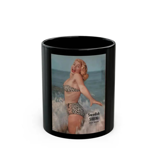 Anita Ekberg #424 - EYE Digest Mag. Jan. '54 - On Back Cover in Color (Vintage Female Icon) Black Coffee Mug 11oz - Go Mug Yourself