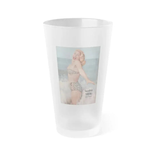 Anita Ekberg #424 - EYE Digest Mag. Jan. '54 - On Back Cover in Color (Vintage Female Icon) Frosted Pint Glass 16oz 16oz Frosted - Go Mug Yourself