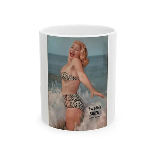 Anita Ekberg #424 - EYE Digest Mag. Jan. '54 - On Back Cover in Color (Vintage Female Icon) White Coffee Mug 11oz - Go Mug Yourself
