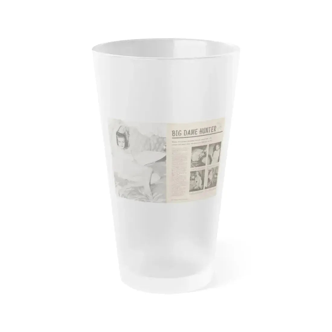 Anita Ekberg #425 - 1 Large B&W Photp & 4 Small B&W Photos & Article from Earl Wilson's Showgirls Mag. '56 (Vintage Female Icon) Frosted Pint Glass 16oz 16oz Frosted - Go Mug Yourself