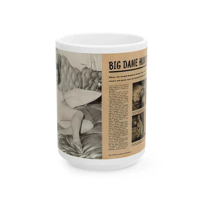 Anita Ekberg #425 - 1 Large B&W Photp & 4 Small B&W Photos & Article from Earl Wilson's Showgirls Mag. '56_1 (Vintage Female Icon) White Coffee Mug 15oz - Go Mug Yourself