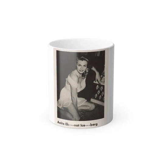 Anita Ekberg #427 - Earl Wilson's Showgirls Mag. '56 - 1 Small B&W Photo & Article on Reverside of Cover (Vintage Female Icon) Color Changing Mug 11oz 11oz - Go Mug Yourself