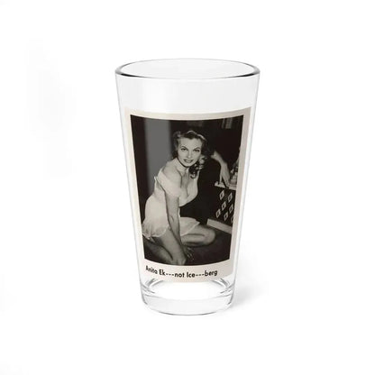 Anita Ekberg #427 - Earl Wilson's Showgirls Mag. '56 - 1 Small B&W Photo & Article on Reverside of Cover (Vintage Female Icon) Pint Glass 16oz 16oz - Go Mug Yourself