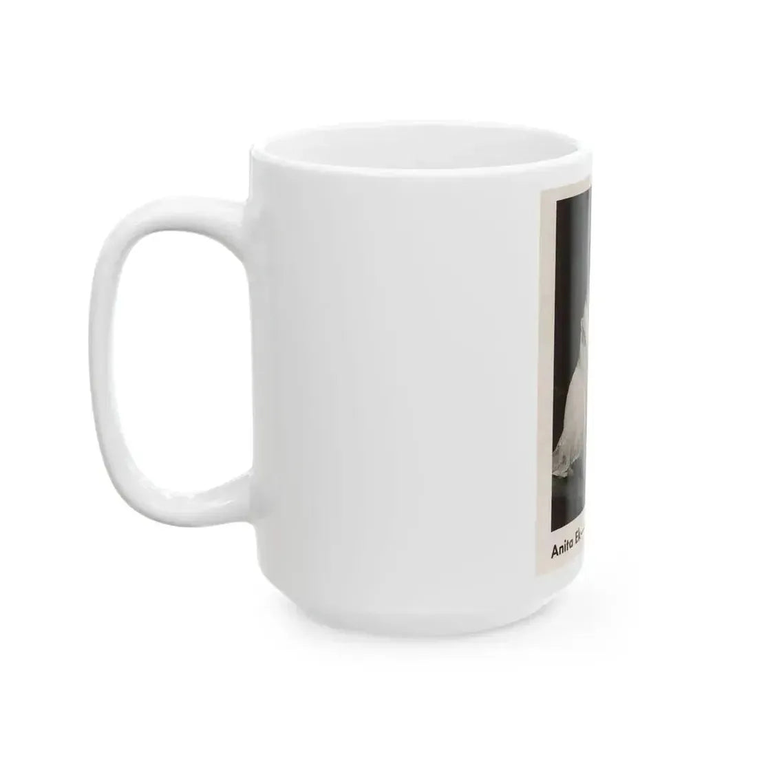 Anita Ekberg #427 - Earl Wilson's Showgirls Mag. '56 - 1 Small B&W Photo & Article on Reverside of Cover (Vintage Female Icon) White Coffee Mug - Go Mug Yourself