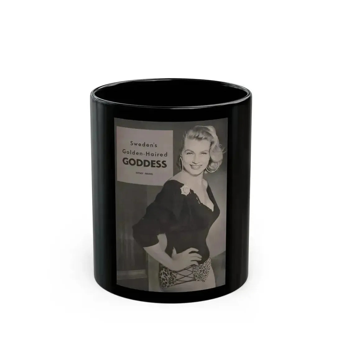 Anita Ekberg #428 - PHOTO Digest Mag. May '54 - 1 Page & 1 B&W Photo on Reverse Side Of Cover (Vintage Female Icon) Black Coffee Mug 11oz - Go Mug Yourself
