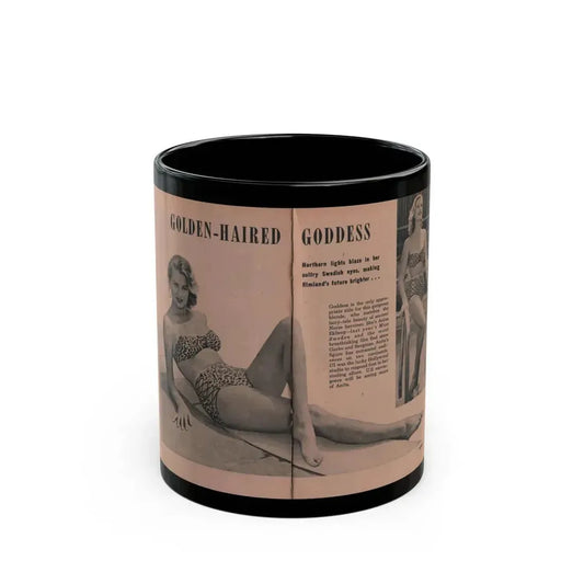 Anita Ekberg #429 - PHOTO Digest Mag. May '54 - 2 Pages 1 B&W Centerfold & 1 Other (Vintage Female Icon) Black Coffee Mug 11oz - Go Mug Yourself