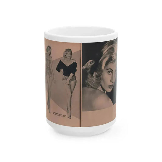 Anita Ekberg #430 - PHOTO Digest Mag. May '54 - 2 Pages & 3 B&W Photos (Vintage Female Icon) White Coffee Mug 15oz - Go Mug Yourself