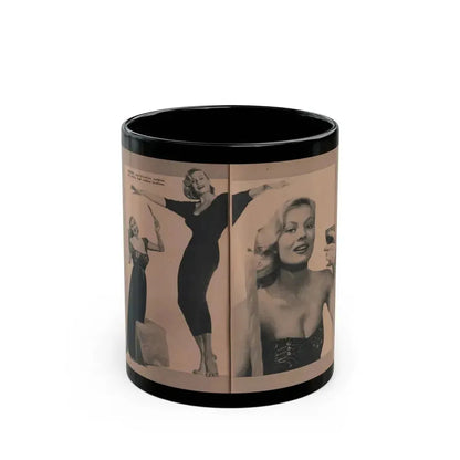 Anita Ekberg #431 - PHOTO Digest Mag. May '54 - 2 Pages & 3 B&W Photos (Vintage Female Icon) Black Coffee Mug 11oz - Go Mug Yourself