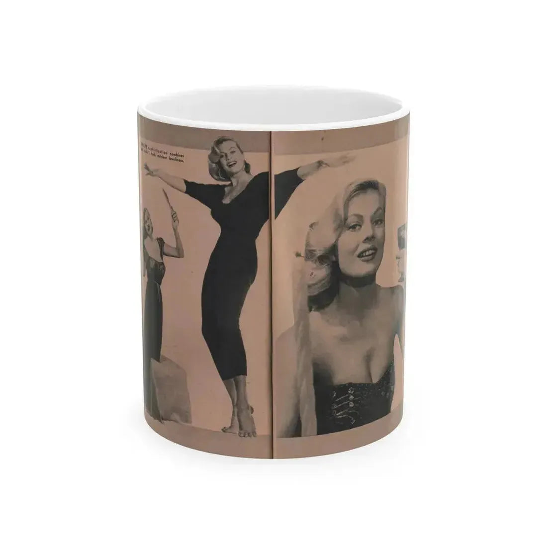 Anita Ekberg #431 - PHOTO Digest Mag. May '54 - 2 Pages & 3 B&W Photos (Vintage Female Icon) White Coffee Mug 11oz - Go Mug Yourself