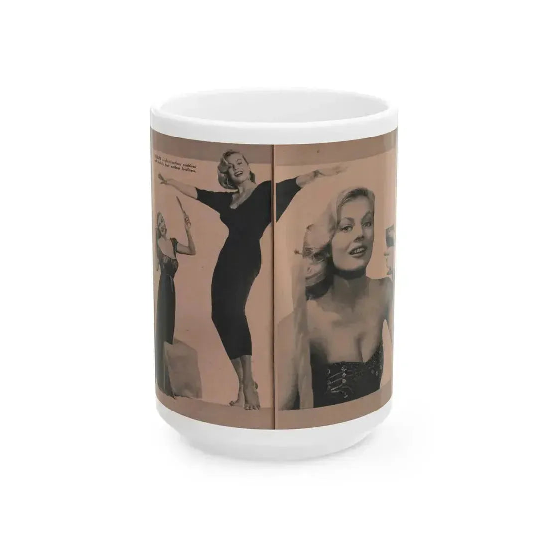 Anita Ekberg #431 - PHOTO Digest Mag. May '54 - 2 Pages & 3 B&W Photos (Vintage Female Icon) White Coffee Mug 15oz - Go Mug Yourself