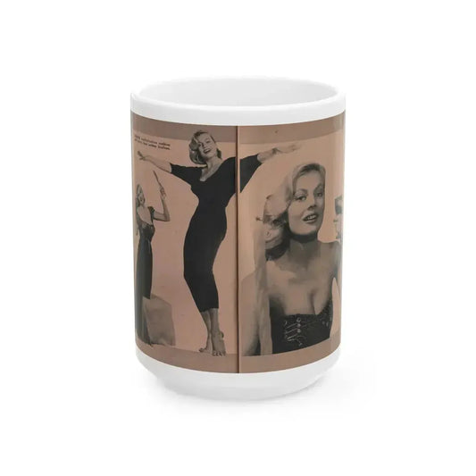 Anita Ekberg #431 - PHOTO Digest Mag. May '54 - 2 Pages & 3 B&W Photos (Vintage Female Icon) White Coffee Mug 15oz - Go Mug Yourself