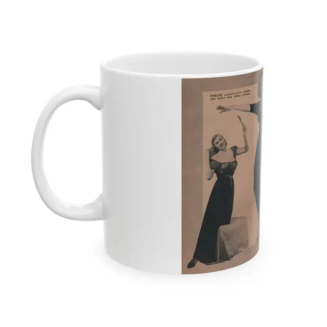 Anita Ekberg #431 - PHOTO Digest Mag. May '54 - 2 Pages & 3 B&W Photos (Vintage Female Icon) White Coffee Mug - Go Mug Yourself