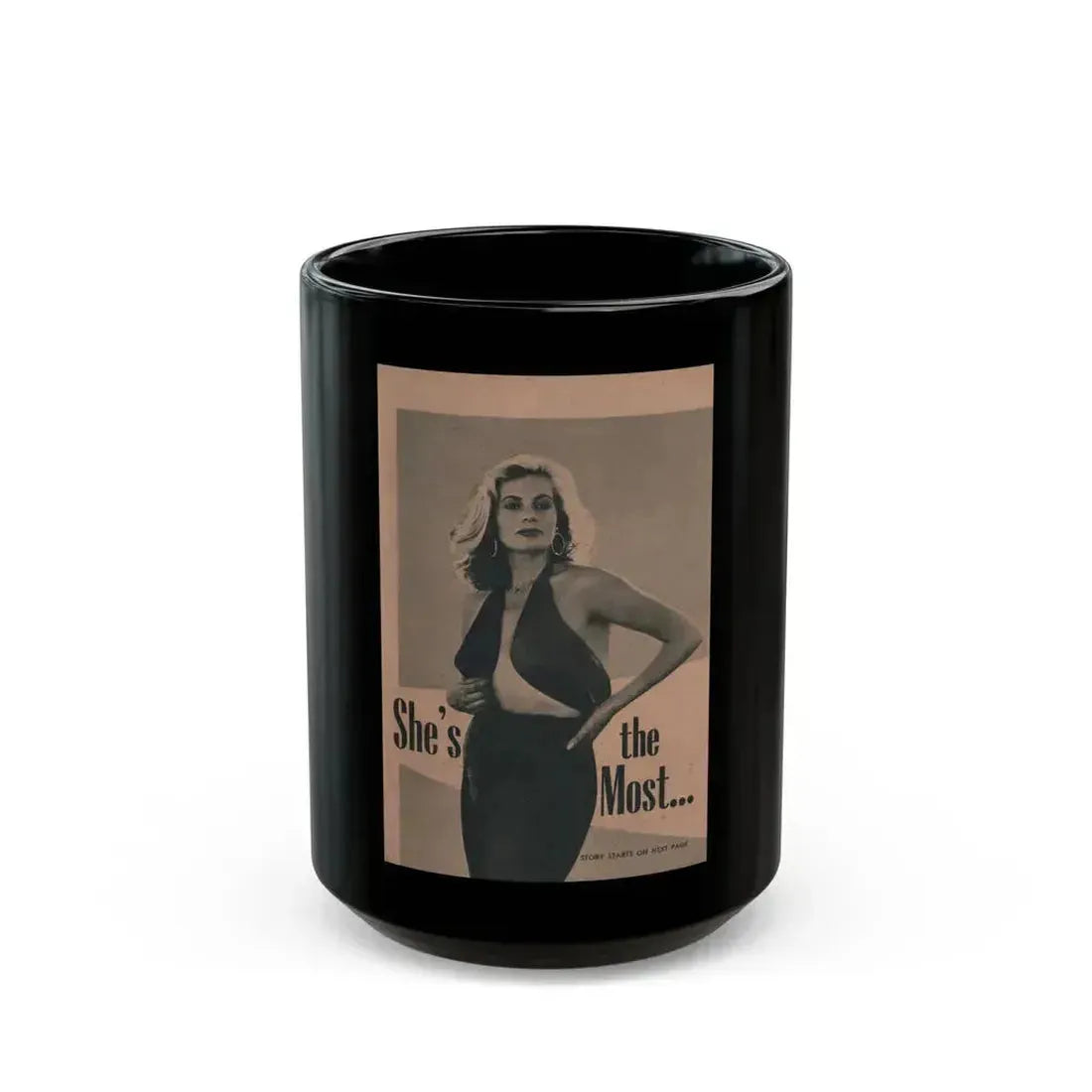 Anita Ekberg #432 - PHOTO Digest March '55 - 1 Page & 1 B&W Photo on Reverse Side of Cover (Vintage Female Icon) Black Coffee Mug 15oz - Go Mug Yourself