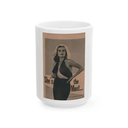 Anita Ekberg #432 - PHOTO Digest March '55 - 1 Page & 1 B&W Photo on Reverse Side of Cover (Vintage Female Icon) White Coffee Mug 15oz - Go Mug Yourself