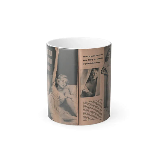 Anita Ekberg #433 - PHOTO Digest March '55 - 2 Pages & 3 B&W Photos (Vintage Female Icon) Color Changing Mug 11oz 11oz - Go Mug Yourself