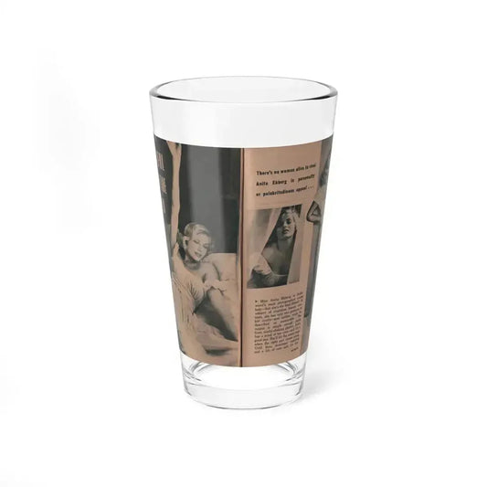 Anita Ekberg #433 - PHOTO Digest March '55 - 2 Pages & 3 B&W Photos (Vintage Female Icon) Pint Glass 16oz 16oz - Go Mug Yourself