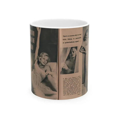 Anita Ekberg #433 - PHOTO Digest March '55 - 2 Pages & 3 B&W Photos (Vintage Female Icon) White Coffee Mug 11oz - Go Mug Yourself
