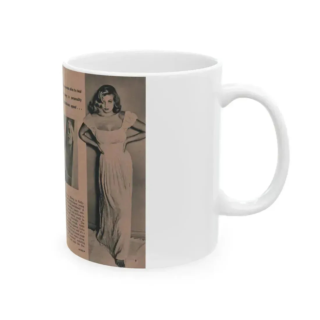 Anita Ekberg #433 - PHOTO Digest March '55 - 2 Pages & 3 B&W Photos (Vintage Female Icon) White Coffee Mug - Go Mug Yourself