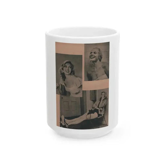 Anita Ekberg #434 - PHOTO Digest March '55 - 2 Pages & 3 B&W Photos (Vintage Female Icon) White Coffee Mug 15oz - Go Mug Yourself