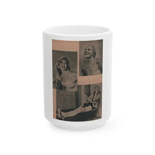 Anita Ekberg #434 - PHOTO Digest March '55 - 2 Pages & 3 B&W Photos (Vintage Female Icon) White Coffee Mug 15oz - Go Mug Yourself