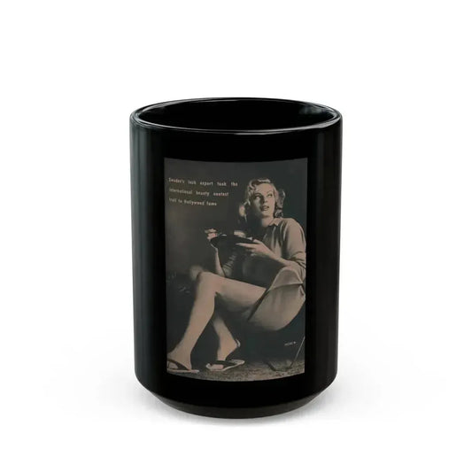 Anita Ekberg #435 - PHOTO Digest March '55 - 1 Pages, 1 B&W Photo & Caption (Vintage Female Icon) Black Coffee Mug 15oz - Go Mug Yourself