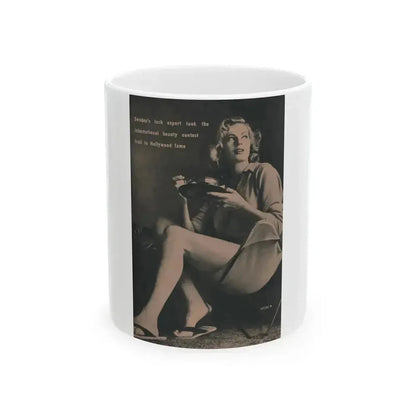 Anita Ekberg #435 - PHOTO Digest March '55 - 1 Pages, 1 B&W Photo & Caption (Vintage Female Icon) White Coffee Mug 11oz - Go Mug Yourself