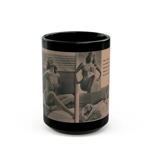 Anita Ekberg #436 - PHOTO Digest March '55 - 3 Pages, 3 B&W Photos & Caption (Vintage Female Icon) Black Coffee Mug 15oz - Go Mug Yourself