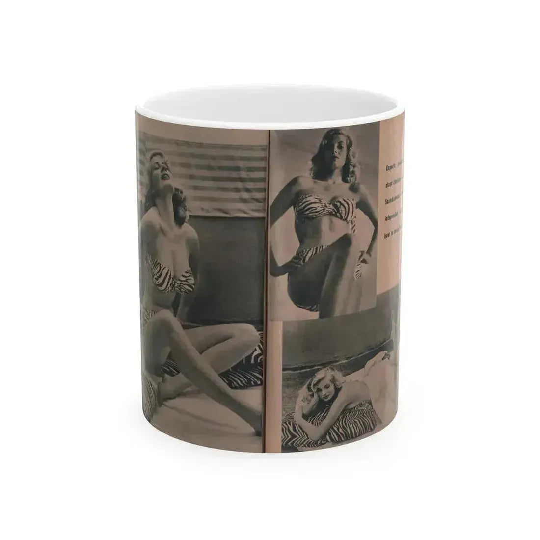Anita Ekberg #436 - PHOTO Digest March '55 - 3 Pages, 3 B&W Photos & Caption (Vintage Female Icon) White Coffee Mug 11oz - Go Mug Yourself