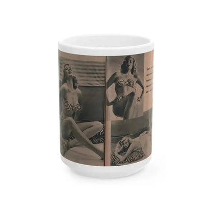 Anita Ekberg #436 - PHOTO Digest March '55 - 3 Pages, 3 B&W Photos & Caption (Vintage Female Icon) White Coffee Mug 15oz - Go Mug Yourself