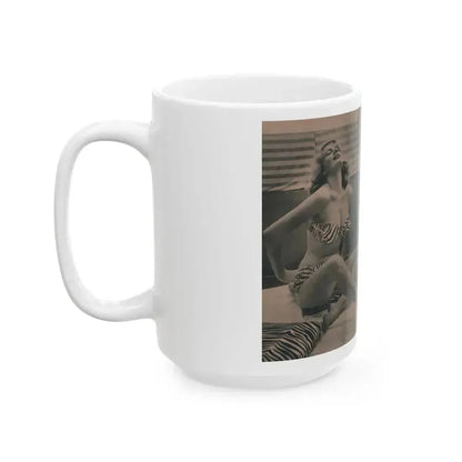 Anita Ekberg #436 - PHOTO Digest March '55 - 3 Pages, 3 B&W Photos & Caption (Vintage Female Icon) White Coffee Mug - Go Mug Yourself