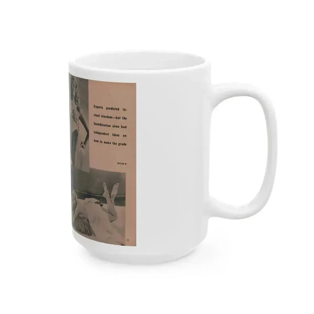 Anita Ekberg #436 - PHOTO Digest March '55 - 3 Pages, 3 B&W Photos & Caption (Vintage Female Icon) White Coffee Mug - Go Mug Yourself