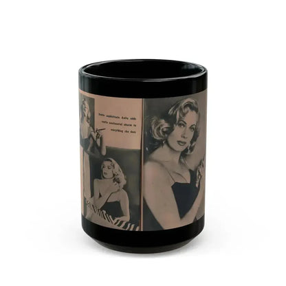 Anita Ekberg #437 - PHOTO Digest March '55 - 2 Pages, 3 B&W Photos & Caption (Vintage Female Icon) Black Coffee Mug 15oz - Go Mug Yourself