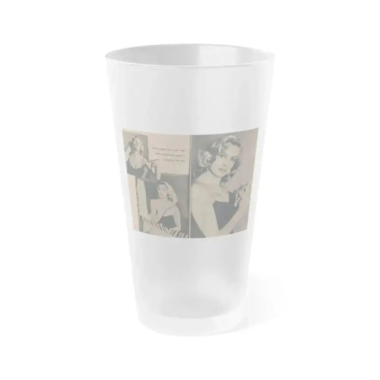 Anita Ekberg #437 - PHOTO Digest March '55 - 2 Pages, 3 B&W Photos & Caption (Vintage Female Icon) Frosted Pint Glass 16oz 16oz Frosted - Go Mug Yourself