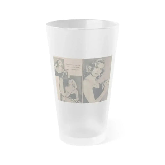 Anita Ekberg #437 - PHOTO Digest March '55 - 2 Pages, 3 B&W Photos & Caption (Vintage Female Icon) Frosted Pint Glass 16oz 16oz Frosted - Go Mug Yourself