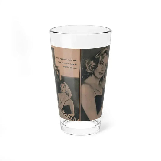 Anita Ekberg #437 - PHOTO Digest March '55 - 2 Pages, 3 B&W Photos & Caption (Vintage Female Icon) Pint Glass 16oz 16oz - Go Mug Yourself