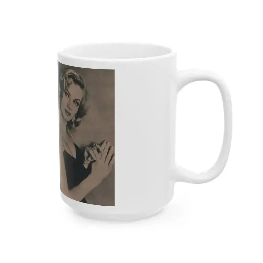 Anita Ekberg #437 - PHOTO Digest March '55 - 2 Pages, 3 B&W Photos & Caption (Vintage Female Icon) White Coffee Mug - Go Mug Yourself