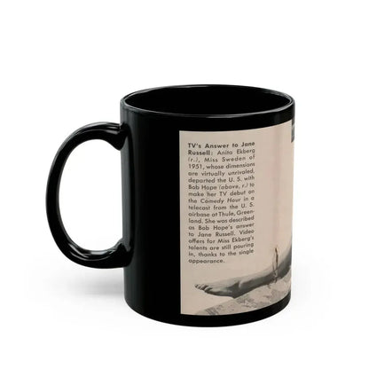 Anita Ekberg #438 - 1 Page & 1 B&W & Short Article from Tempo Pocket Mag. 1-7-55 (Vintage Female Icon) Black Coffee Mug - Go Mug Yourself