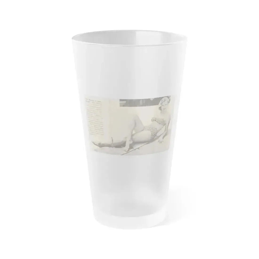 Anita Ekberg #438 - 1 Page & 1 B&W & Short Article from Tempo Pocket Mag. 1-7-55 (Vintage Female Icon) Frosted Pint Glass 16oz 16oz Frosted - Go Mug Yourself