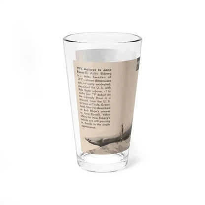 Anita Ekberg #438 - 1 Page & 1 B&W & Short Article from Tempo Pocket Mag. 1-7-55 (Vintage Female Icon) Pint Glass 16oz - Go Mug Yourself