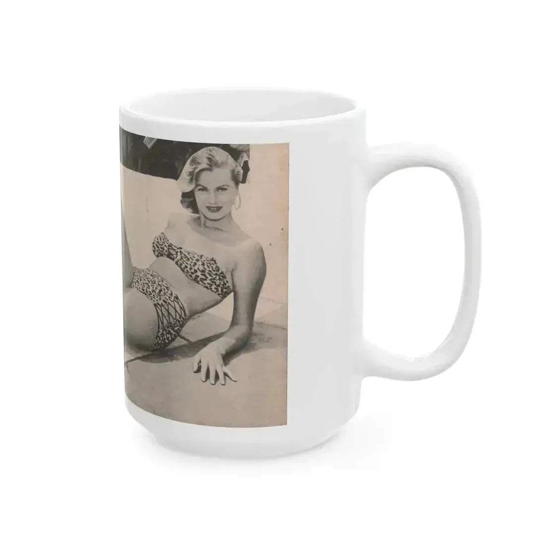 Anita Ekberg #438 - 1 Page & 1 B&W & Short Article from Tempo Pocket Mag. 1-7-55 (Vintage Female Icon) White Coffee Mug - Go Mug Yourself